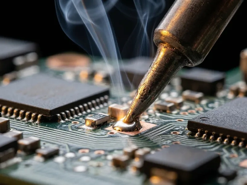 Precyzyjne lutowanie układu BGA na płycie głównej laptopa pod mikroskopem