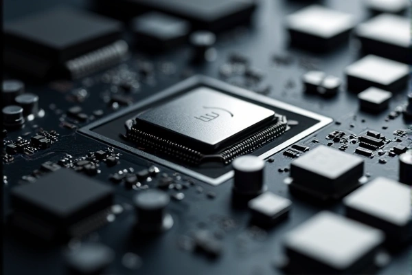 Makro zdjęcie kulek BGA na płycie głównej MacBooka