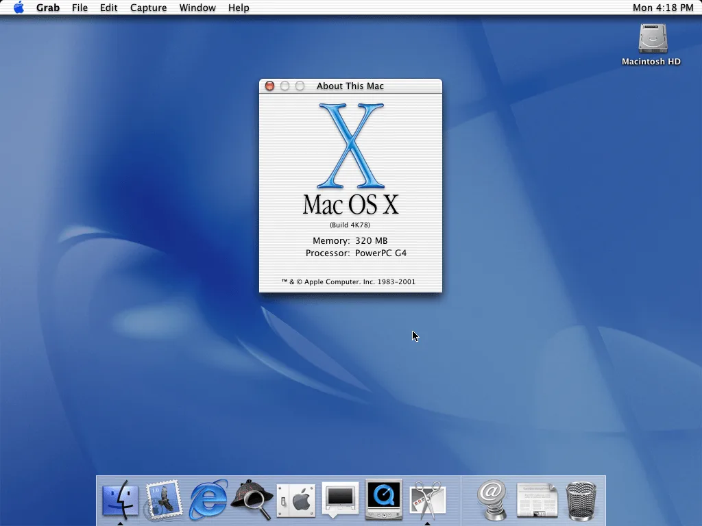 Mac OS X 10.0 Cheetah. Źródło: archive.org