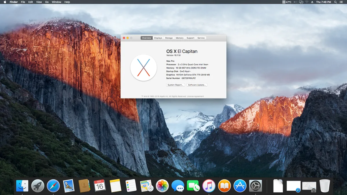 Mac OS X 10.11 El Capitan. Źródło: archive.org