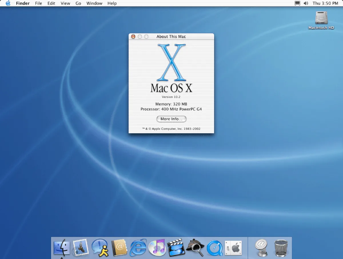 Mac OS X 10.2 Jaguar. Źródło: archive.org