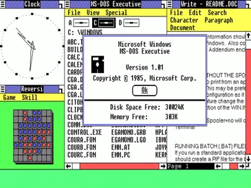 Windows 1.0 — pulpit. Źródło: wikipedia.org