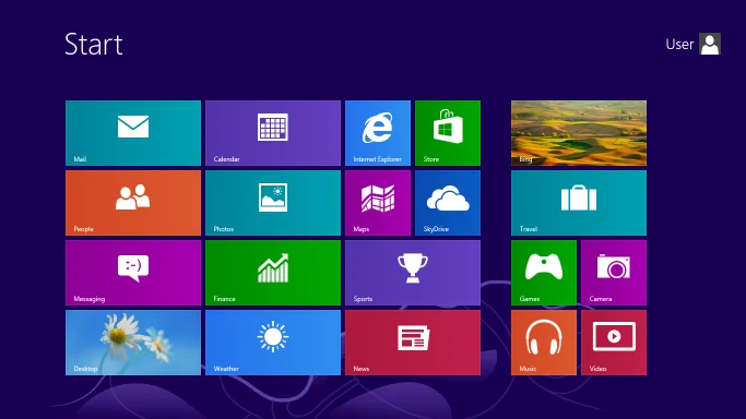 Windows 8 — ekran startowy. Źródło: wikipedia.org